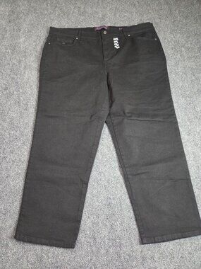 Gloria Vanderbilt Womens Plus Size 22W Black Denim Jeans With Stretch Short Leng